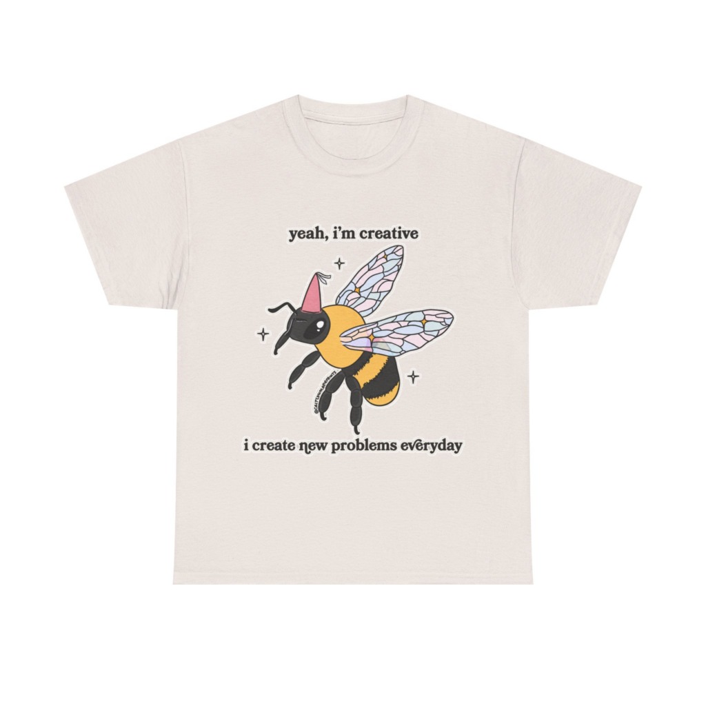 T-Shirt with Creative Party Bee Slogan Print