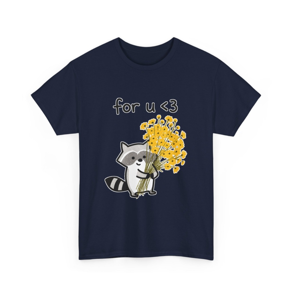 Raccoon with Daisy Bouquet 'for u <3' Graphic T-Shirt