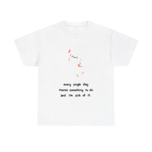White T-Shirt - Happy Blob 'Sick of It' Graphic