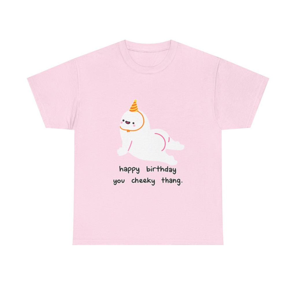 T-Shirt with Cheeky Birthday Seal Graphic Print