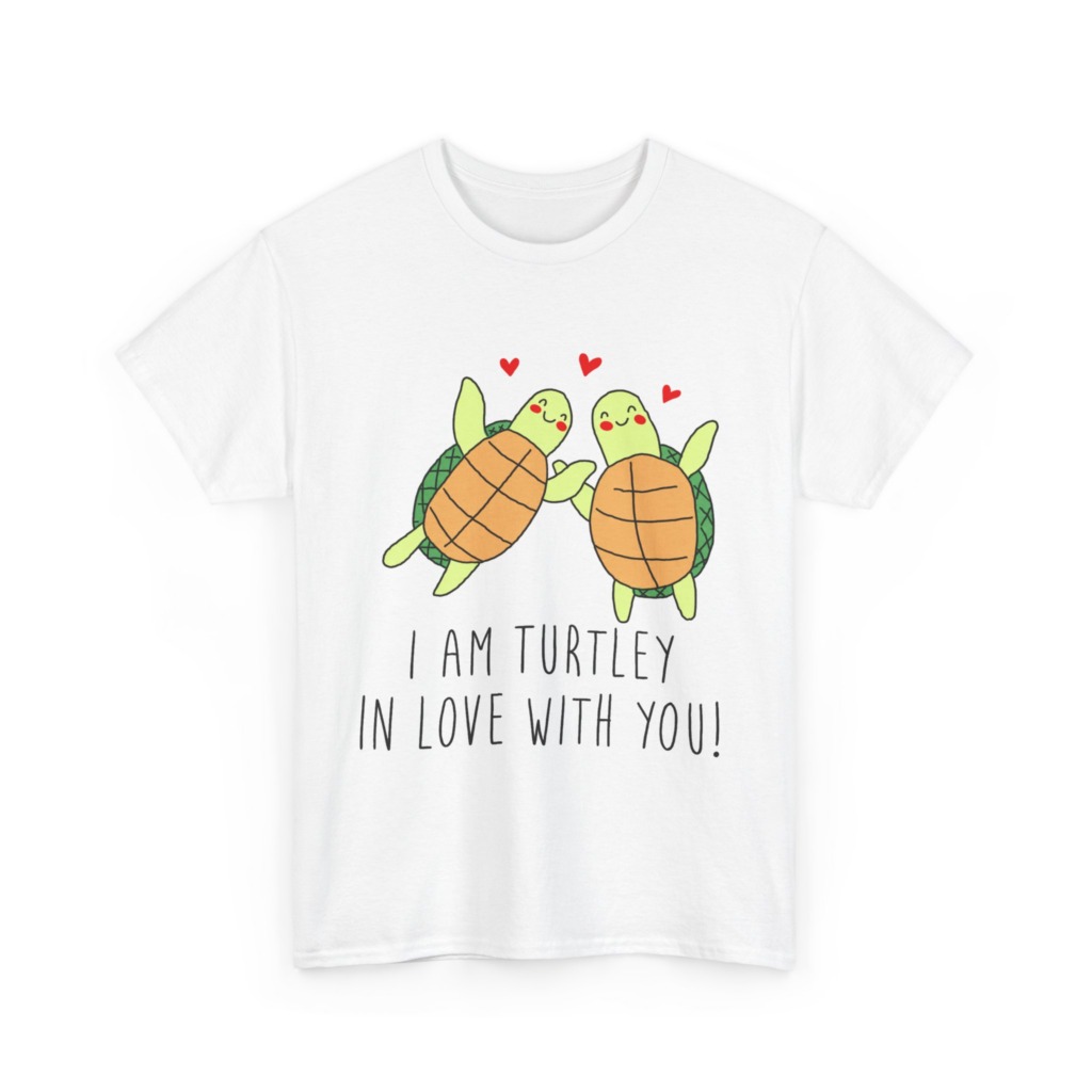 White T-Shirt: 'Turtley In Love' Cute Turtle Couple