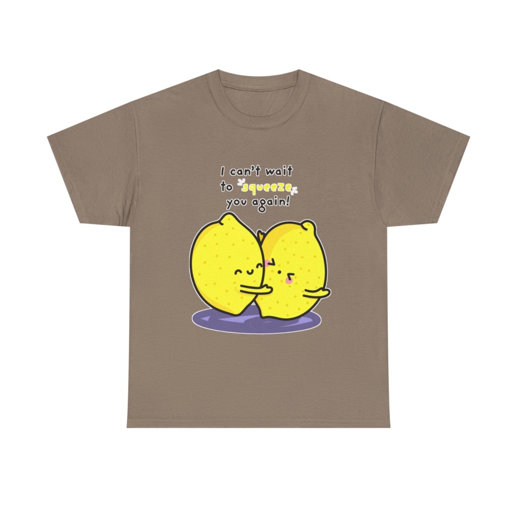 T-Shirt with Hugging Lemons "Squeeze You" Graphic