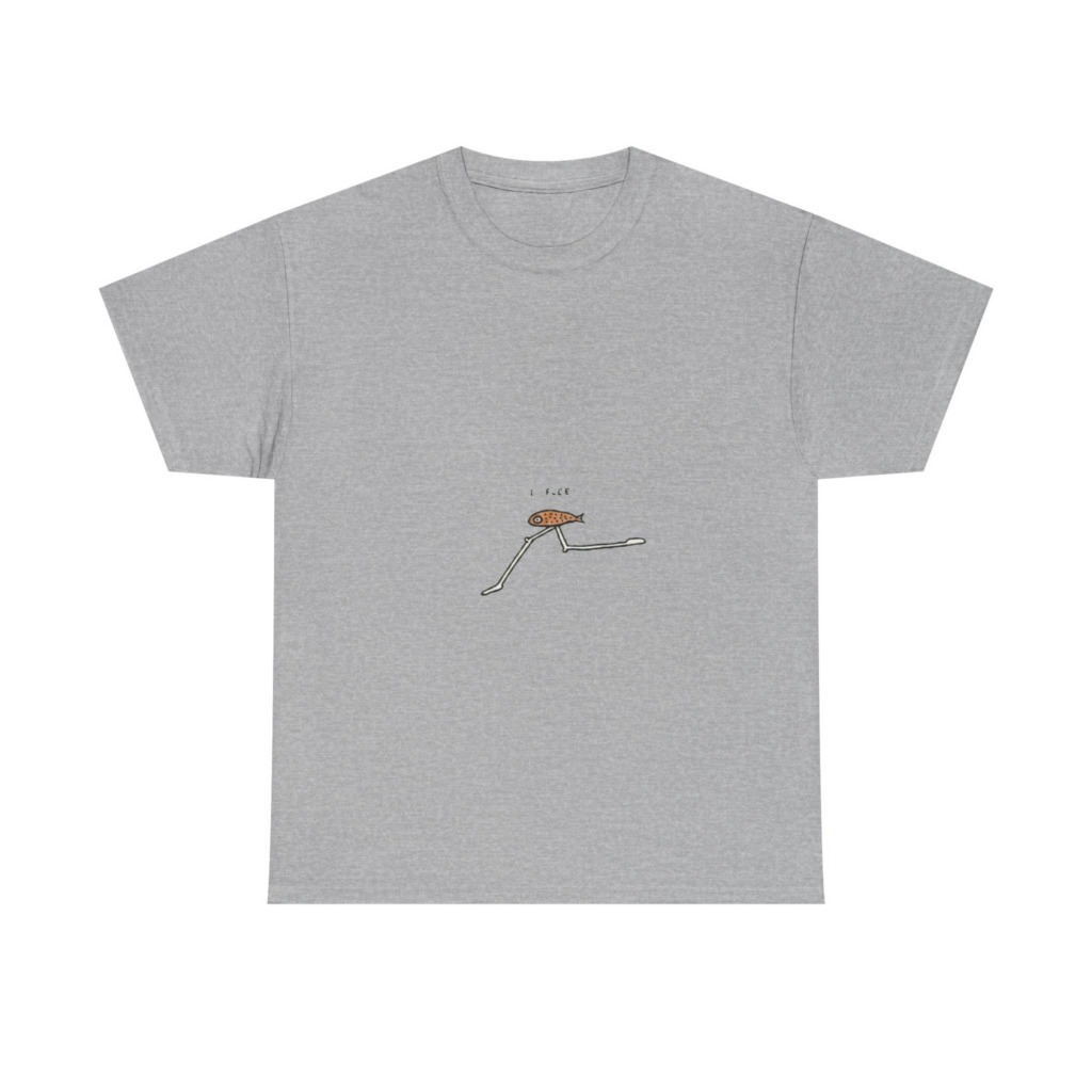 Black 'I FLEE' Fish Graphic T-Shirt