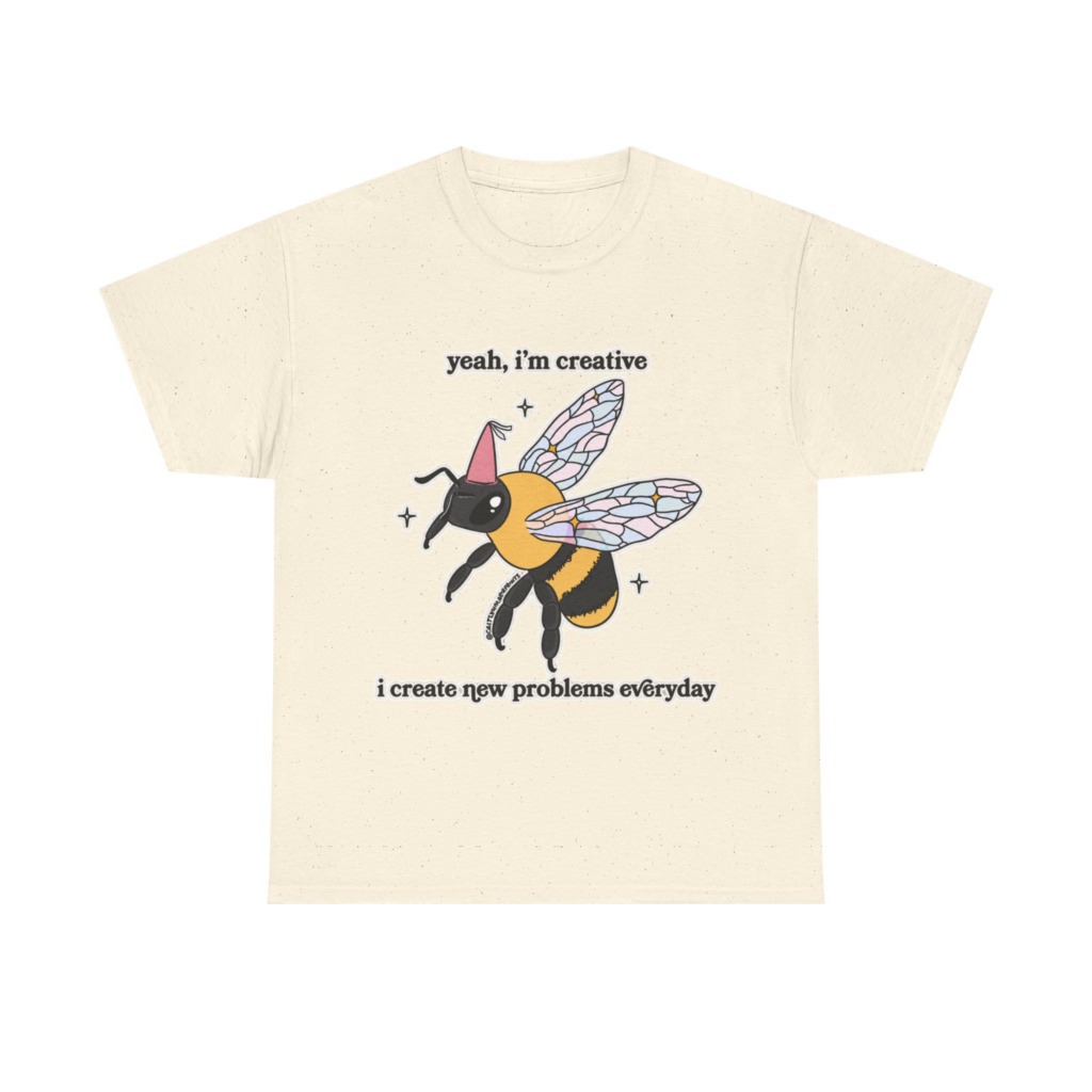 T-Shirt with Creative Party Bee Slogan Print