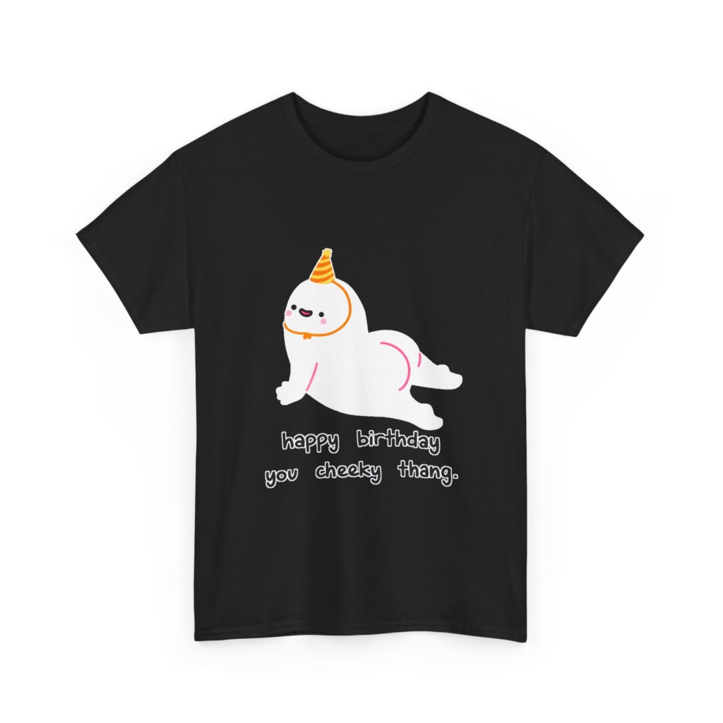 T-Shirt with Cheeky Birthday Seal Graphic Print