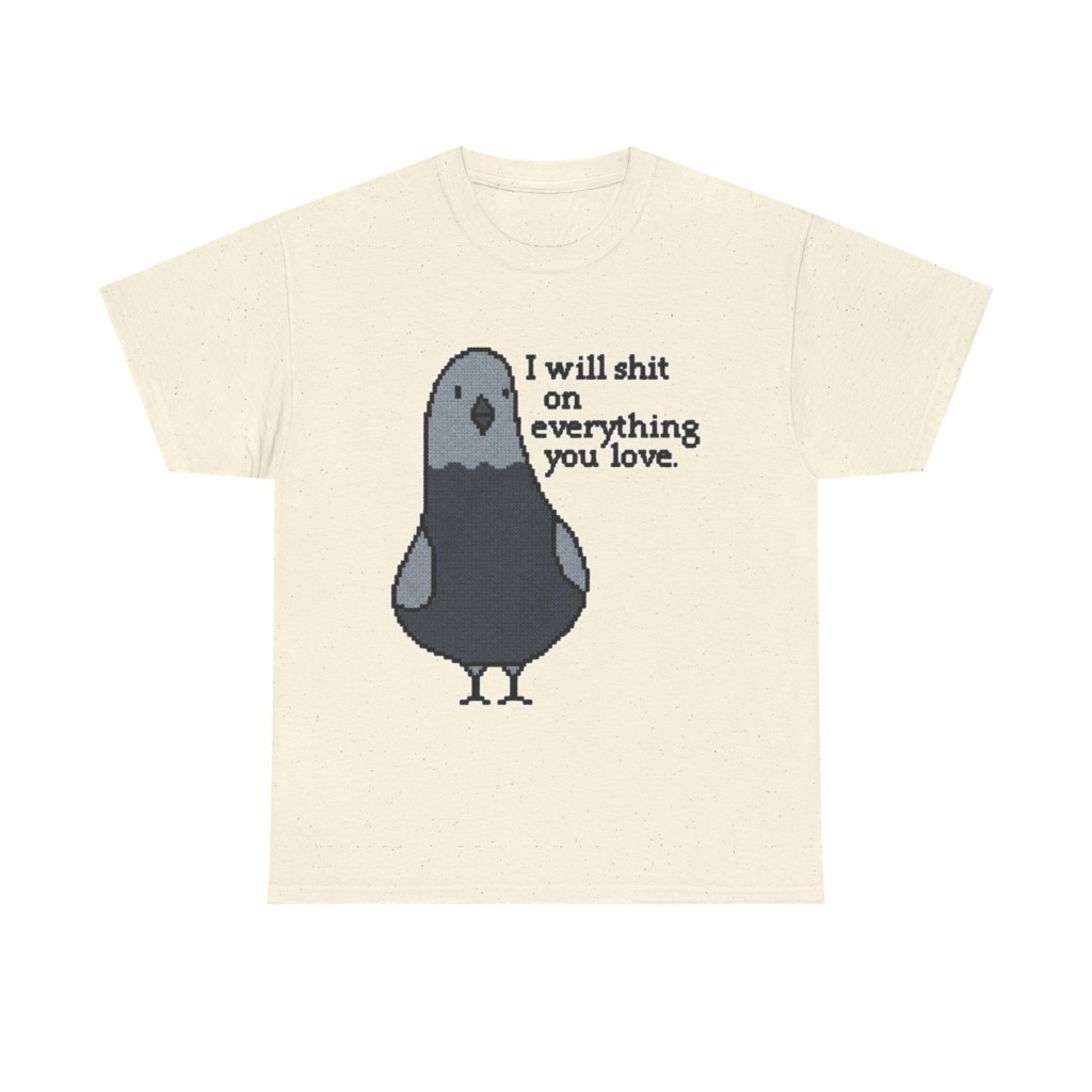 Pixel Art Pigeon Slogan T-Shirt