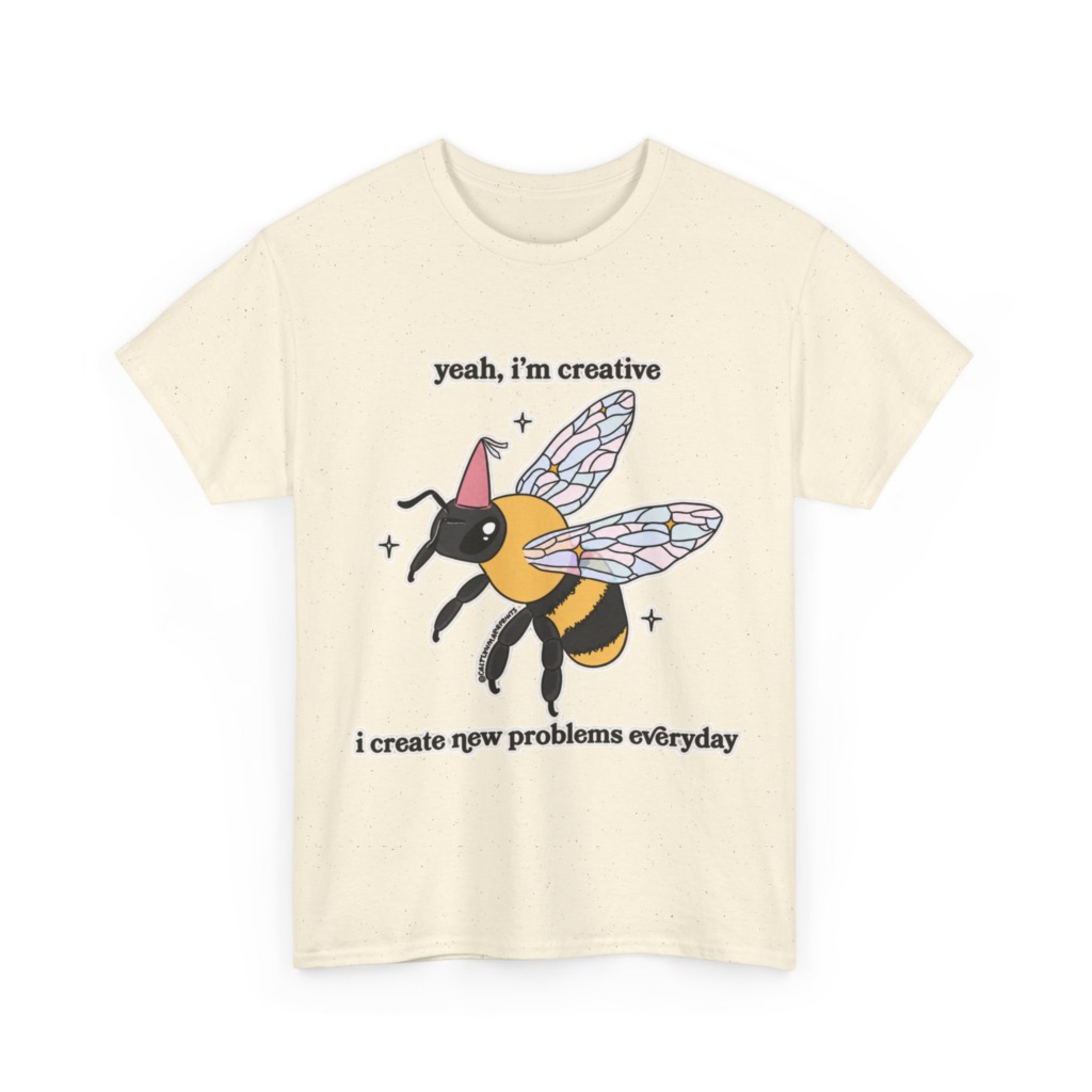 T-Shirt with Creative Party Bee Slogan Print