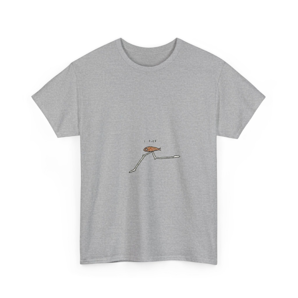 Black 'I FLEE' Fish Graphic T-Shirt
