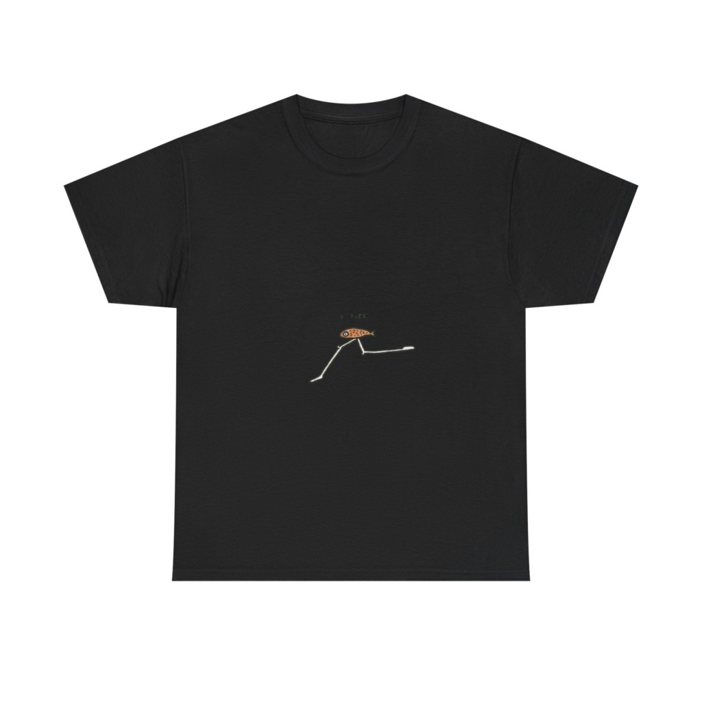 Black 'I FLEE' Fish Graphic T-Shirt