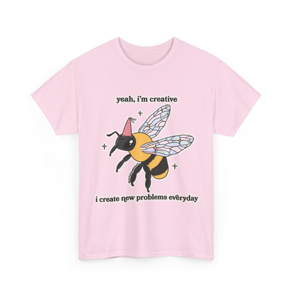 T-Shirt with Creative Party Bee Slogan Print