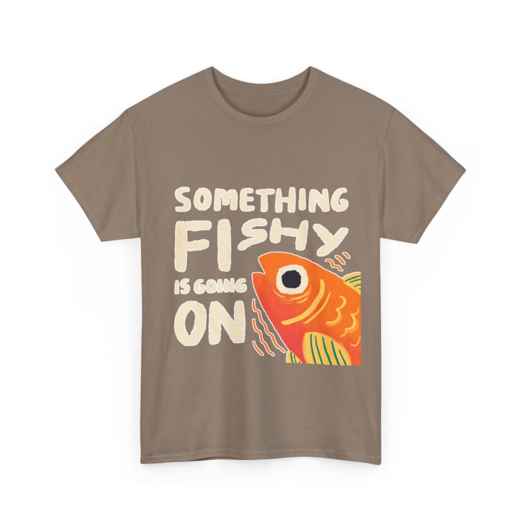 White 'Something Fishy' Orange Fish Graphic T-Shirt