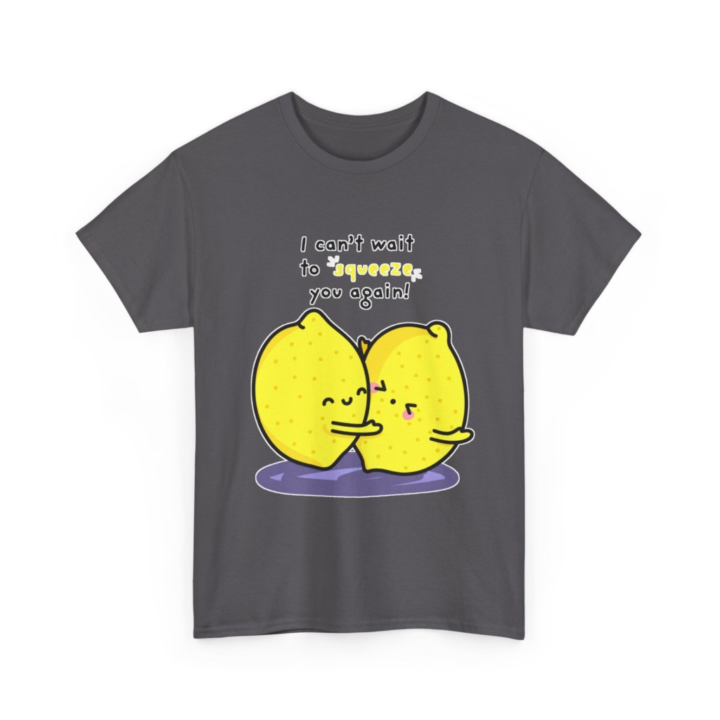 T-Shirt with Hugging Lemons "Squeeze You" Graphic