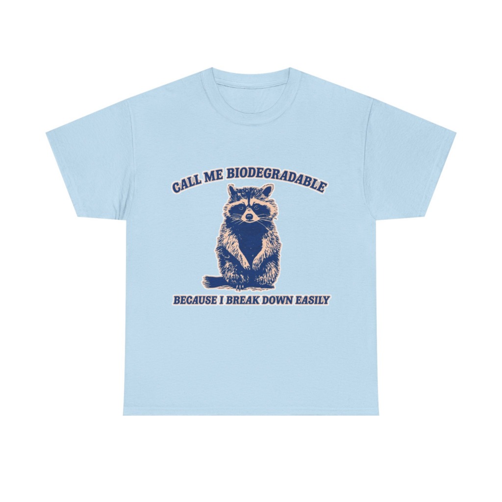 Raccoon "Biodegradable" Graphic T-Shirt