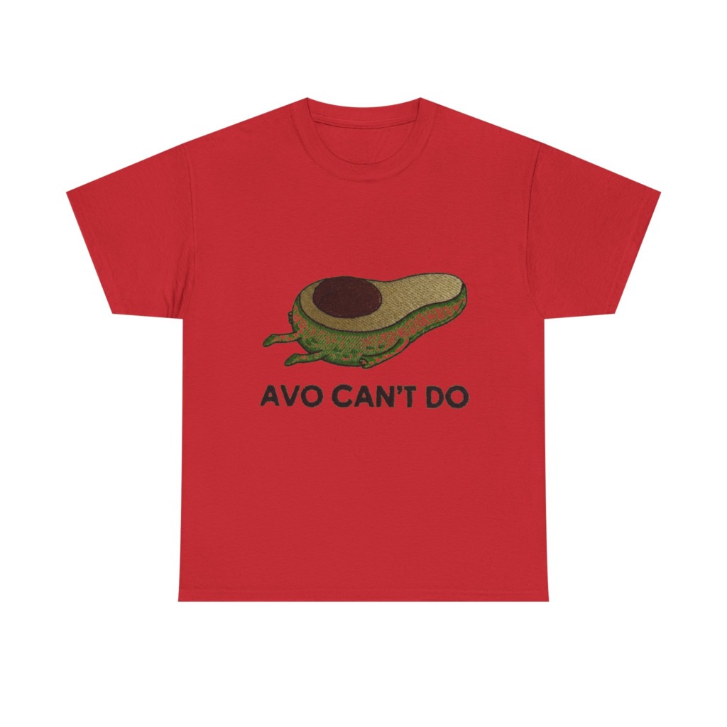 T-Shirt with Running Avocado 'Avo Can't Do' Embroidery