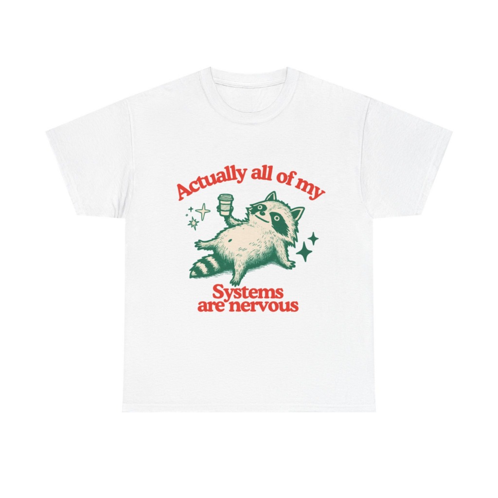 Raccoon Coffee Nervous Systems Graphic T-Shirt