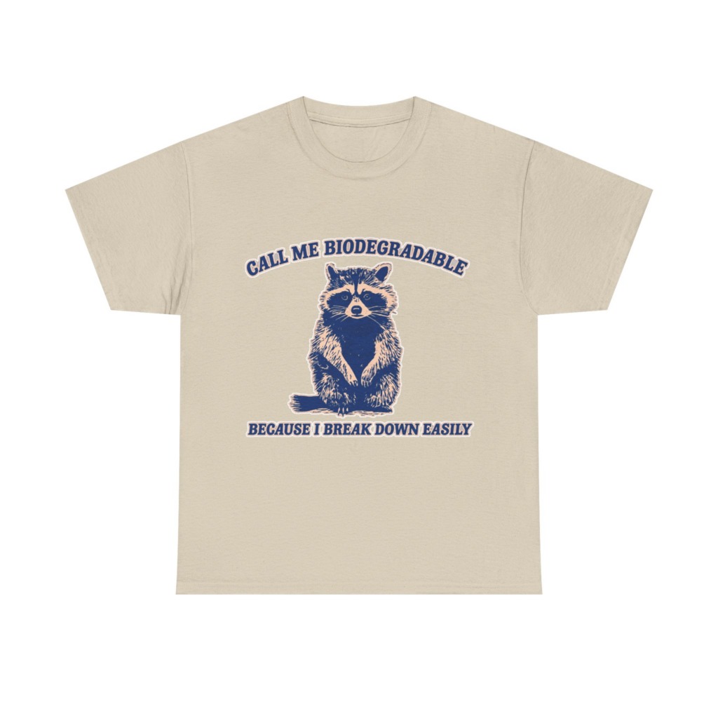 Raccoon "Biodegradable" Graphic T-Shirt