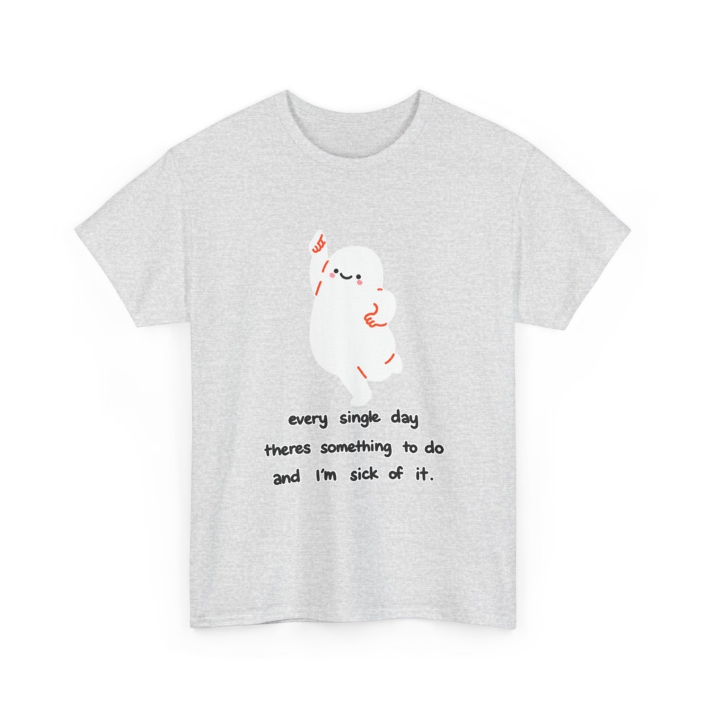 White T-Shirt - Happy Blob 'Sick of It' Graphic