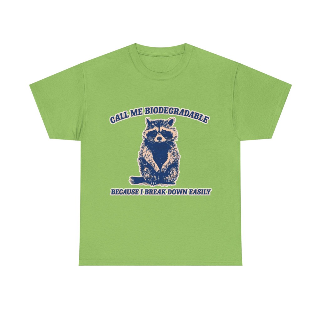 Raccoon "Biodegradable" Graphic T-Shirt