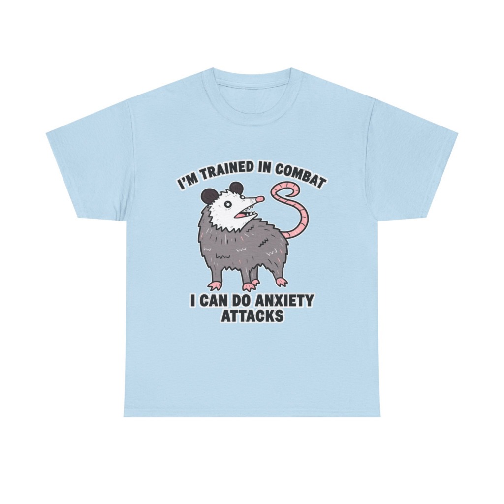 Opossum Combat Anxiety Attack Graphic T-Shirt