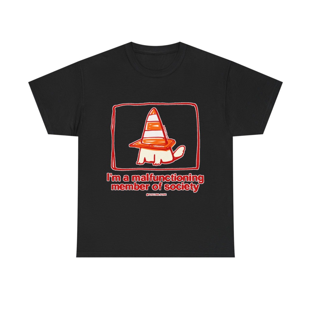 White 'Malfunctioning Member' Dog Graphic T-Shirt