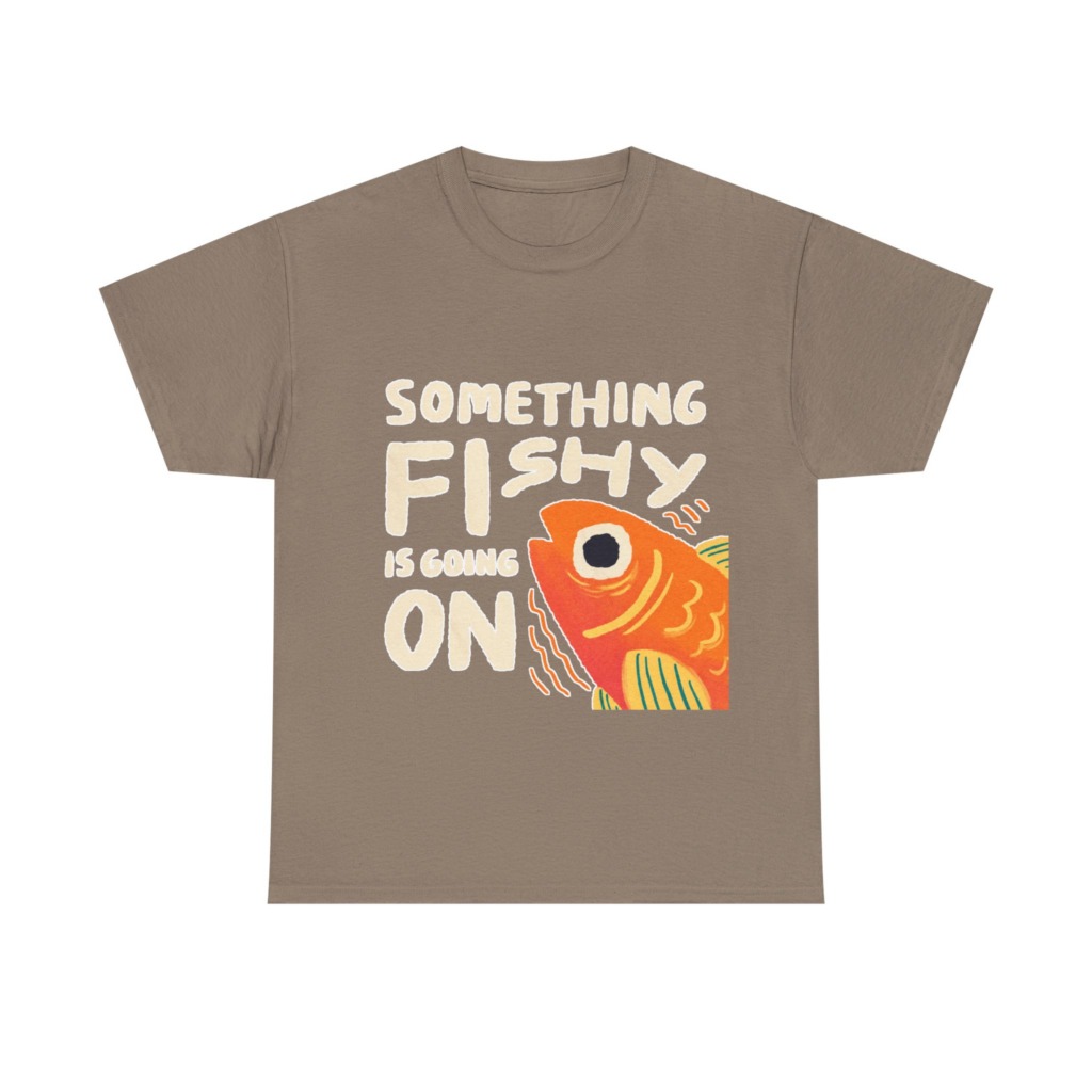 White 'Something Fishy' Orange Fish Graphic T-Shirt
