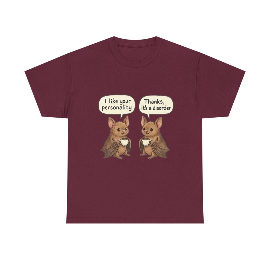 T-Shirt: Funny Bats with Coffee 'It's a Disorder' Graphic