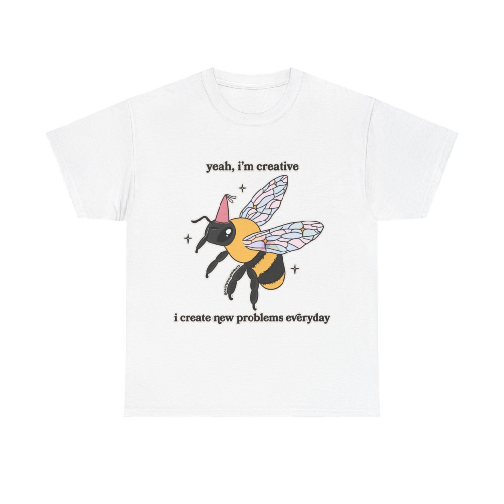 T-Shirt with Creative Party Bee Slogan Print