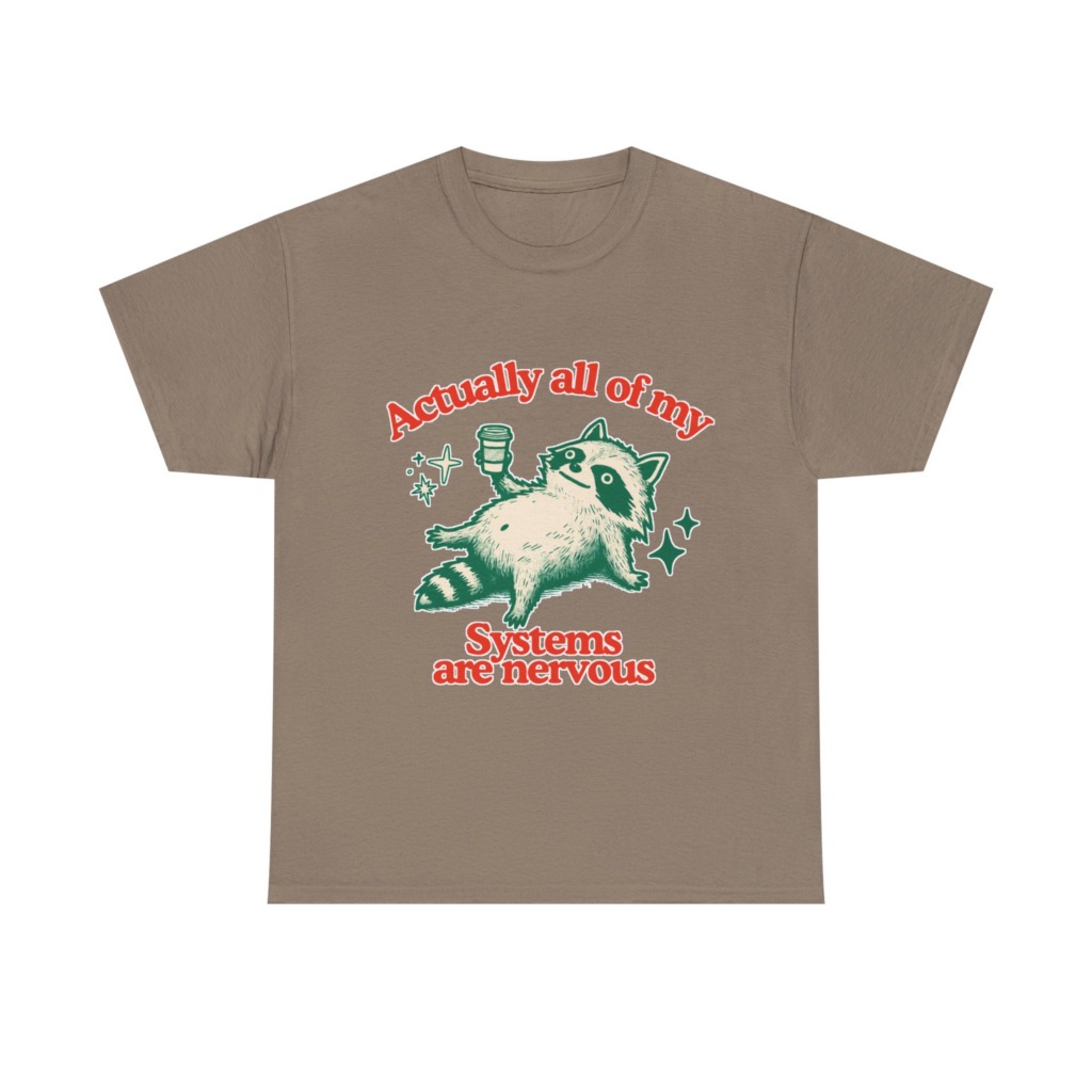 Raccoon Coffee Nervous Systems Graphic T-Shirt
