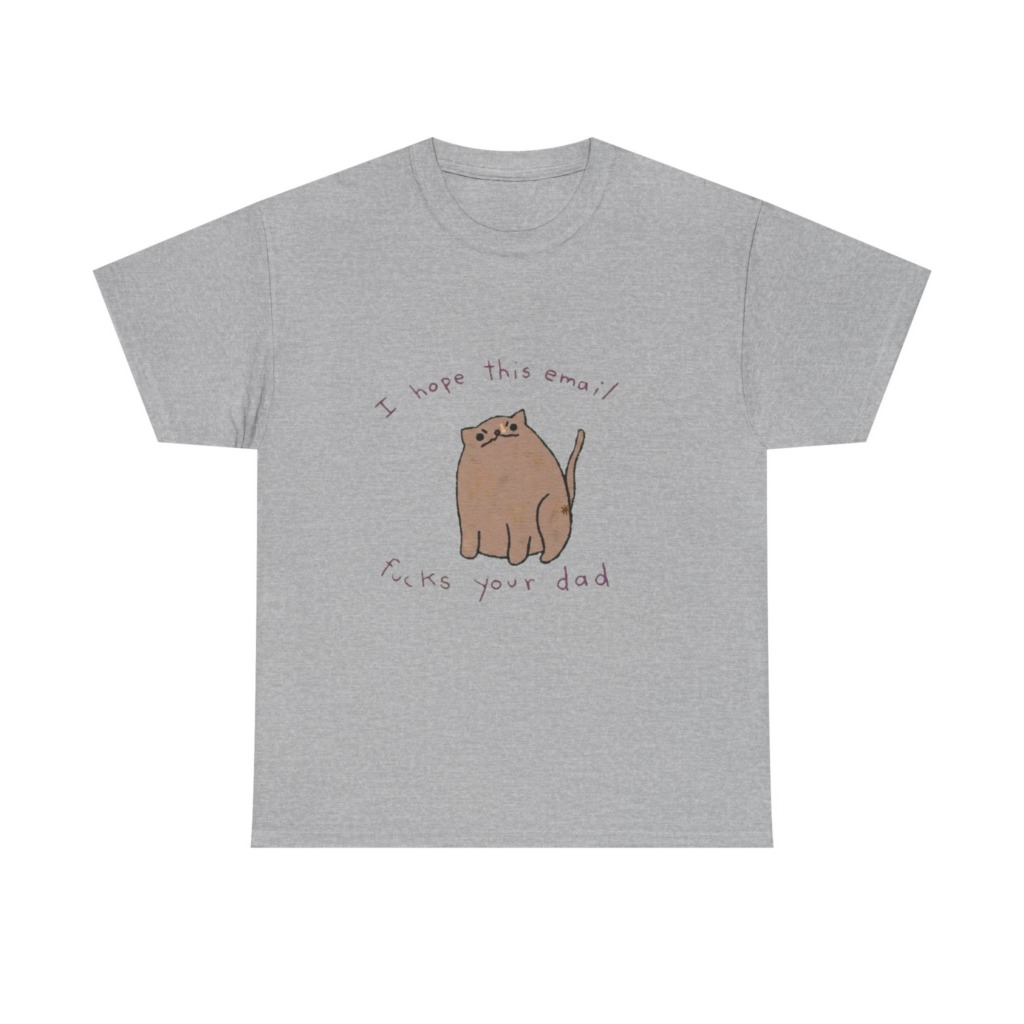 Graphic T-Shirt with Sarcastic Email Cat Design