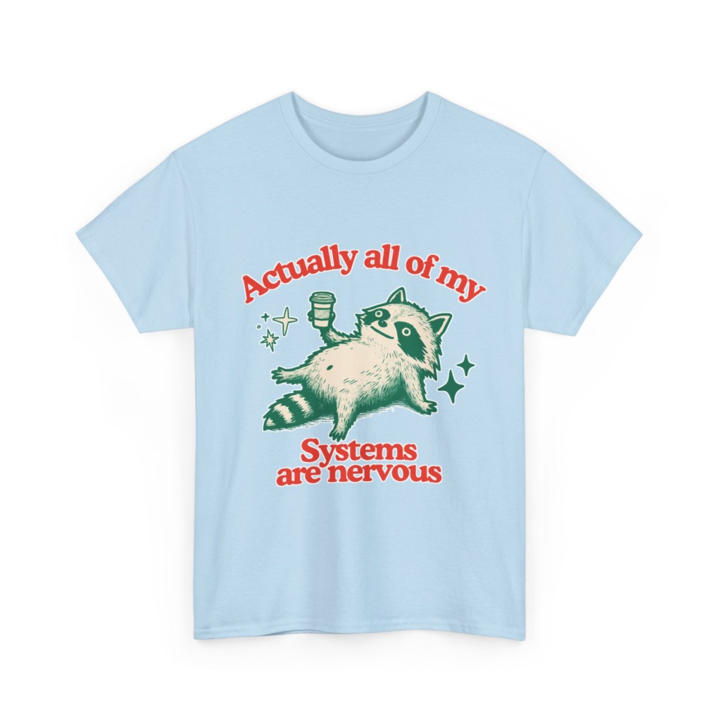 Raccoon Coffee Nervous Systems Graphic T-Shirt