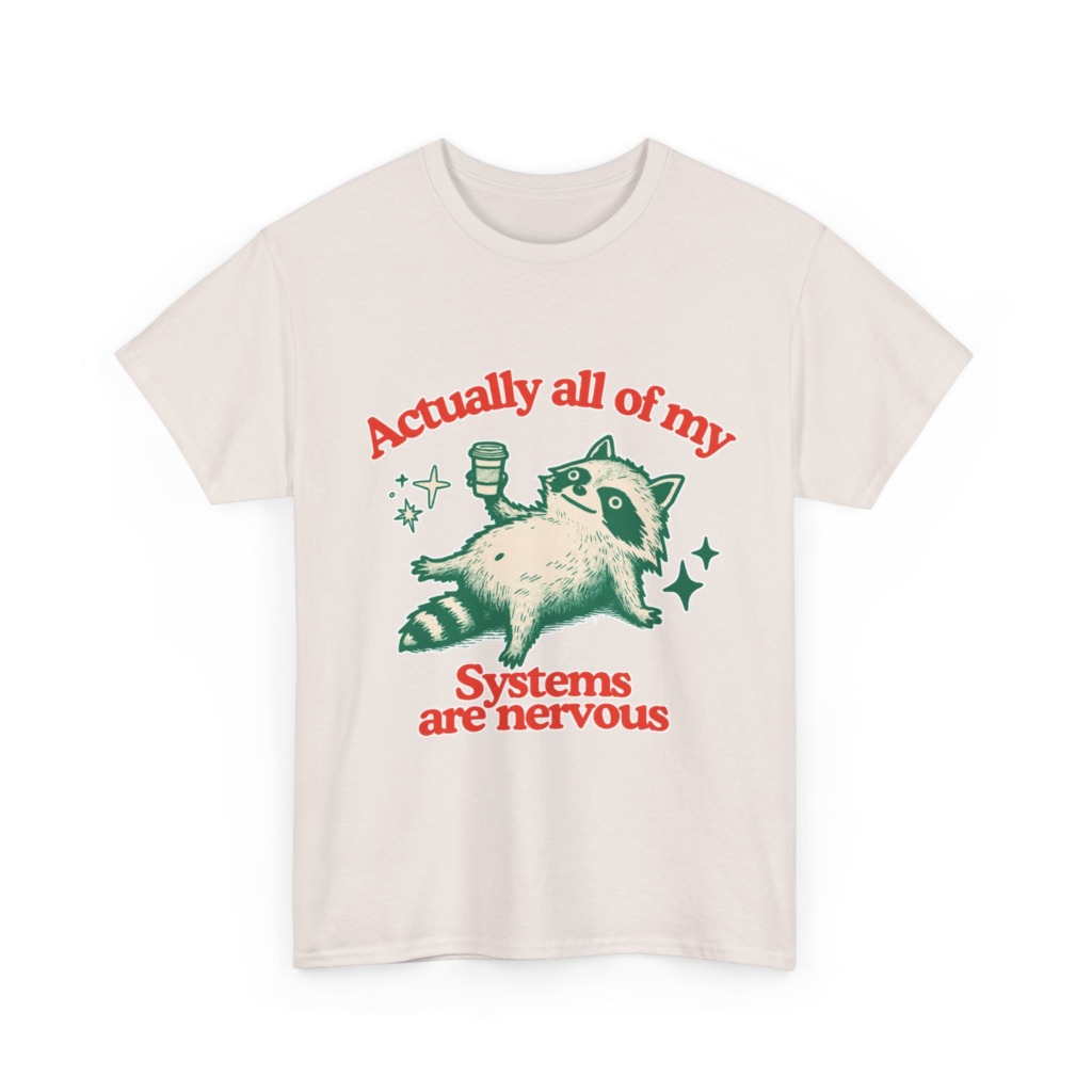 Raccoon Coffee Nervous Systems Graphic T-Shirt
