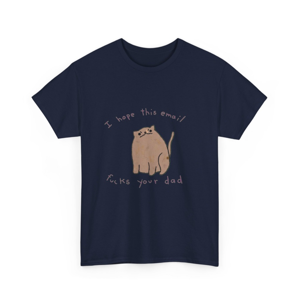 Graphic T-Shirt with Sarcastic Email Cat Design