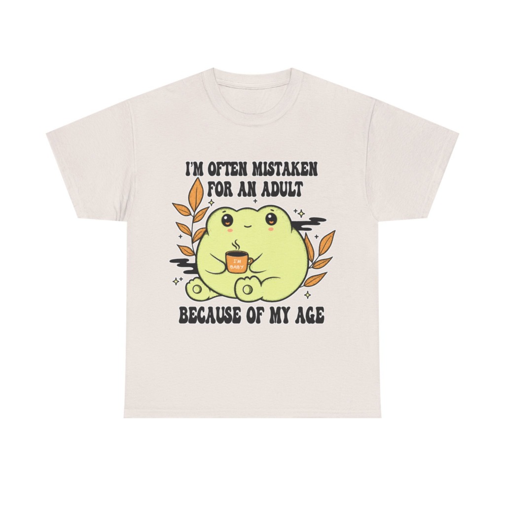 Graphic Tee: 'Mistaken for Adult, I'm Baby' Frog Design