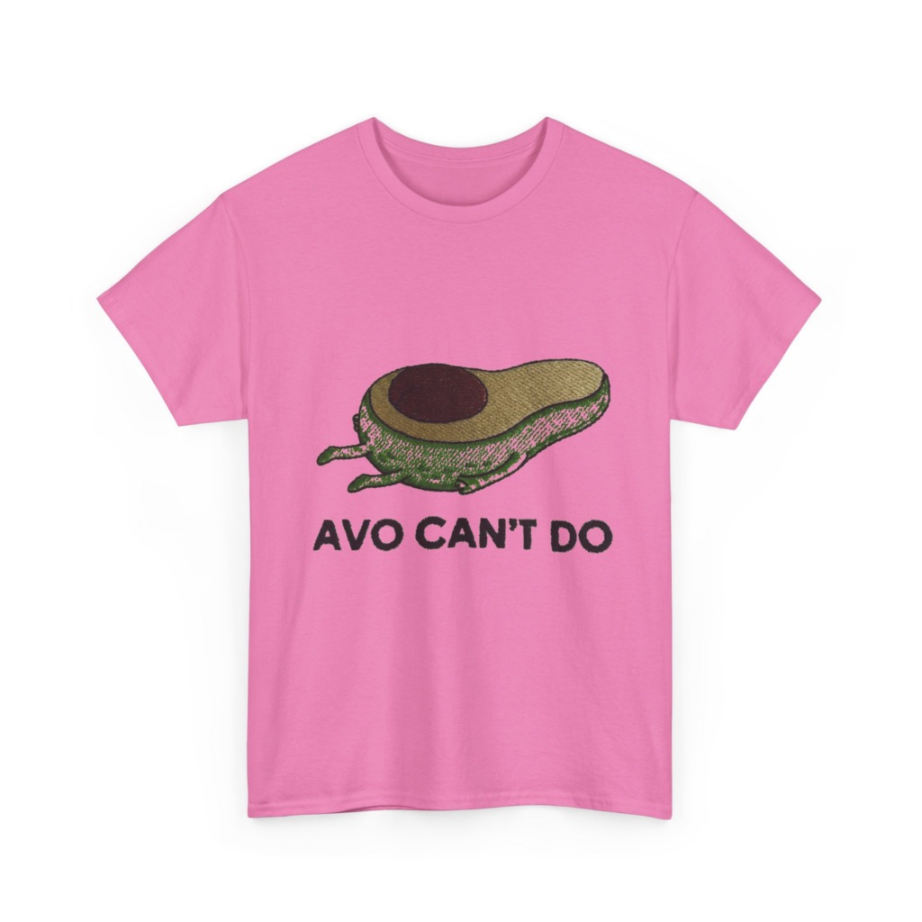 T-Shirt with Running Avocado 'Avo Can't Do' Embroidery