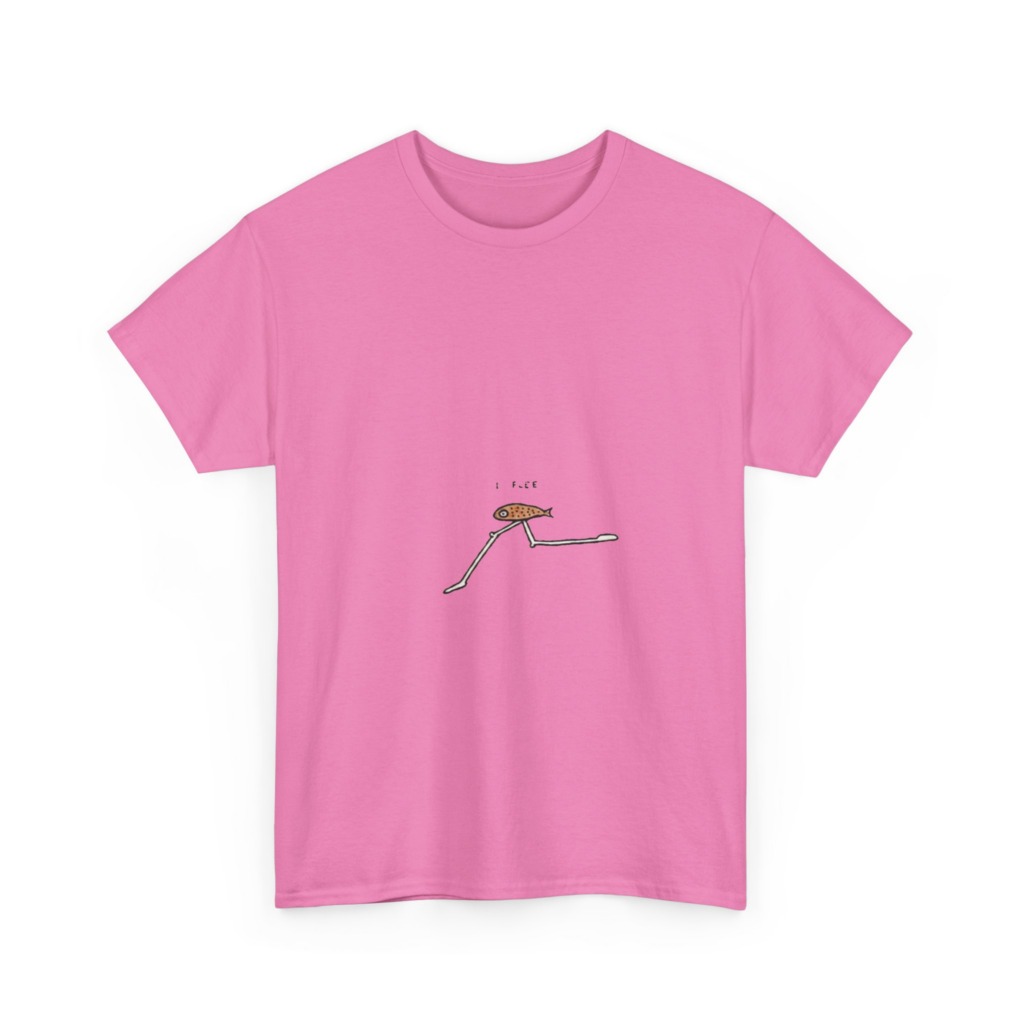 Black 'I FLEE' Fish Graphic T-Shirt