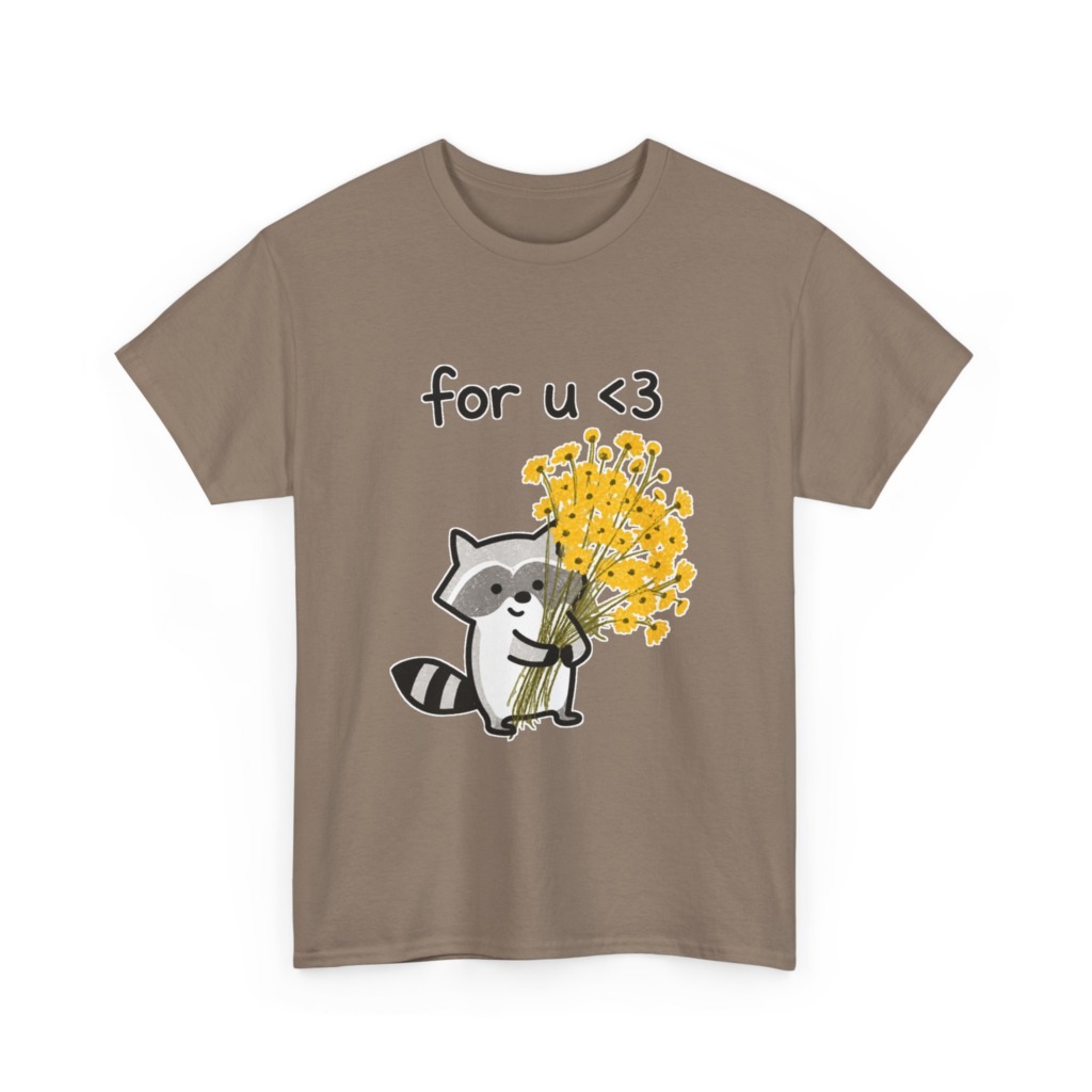 Raccoon with Daisy Bouquet 'for u <3' Graphic T-Shirt