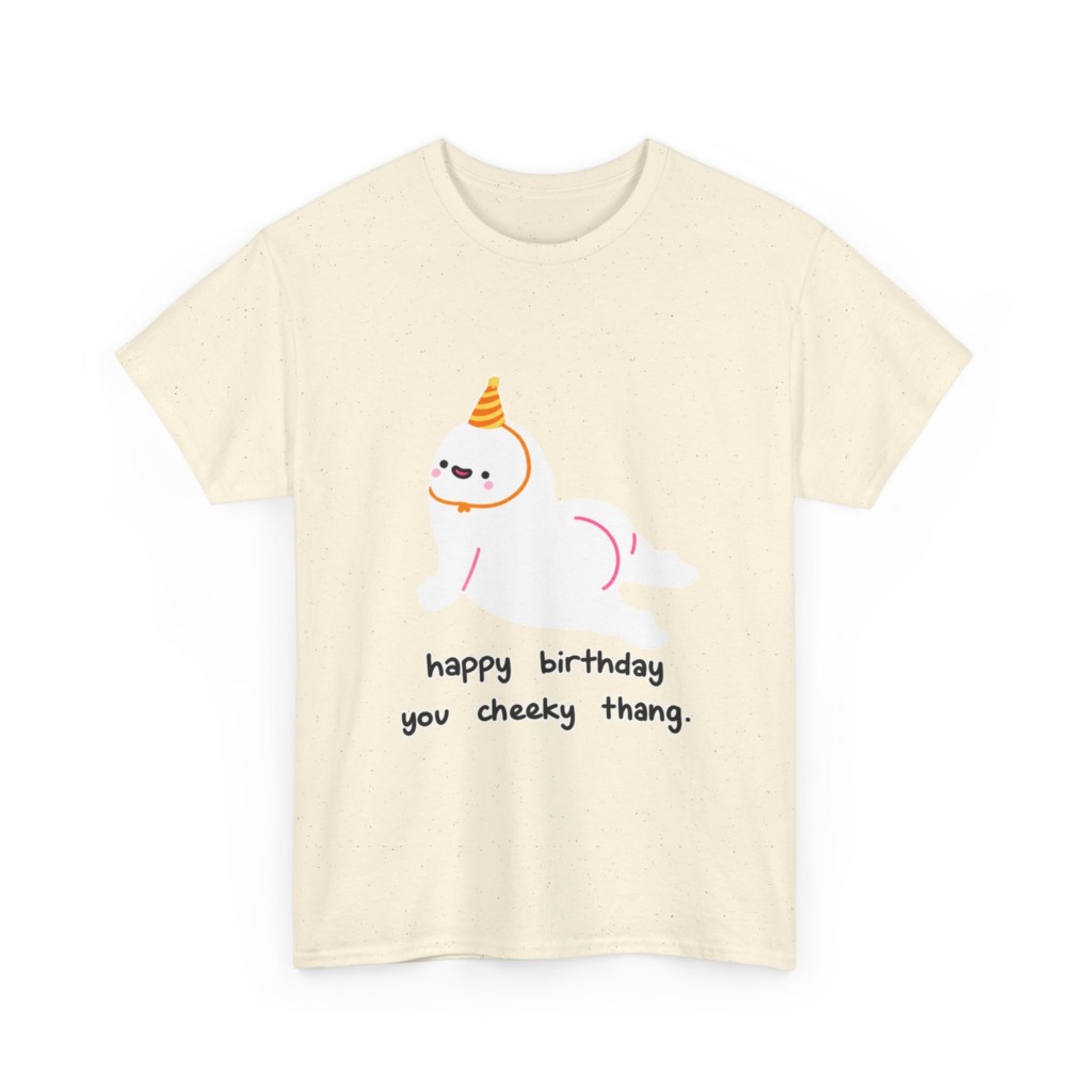 T-Shirt with Cheeky Birthday Seal Graphic Print