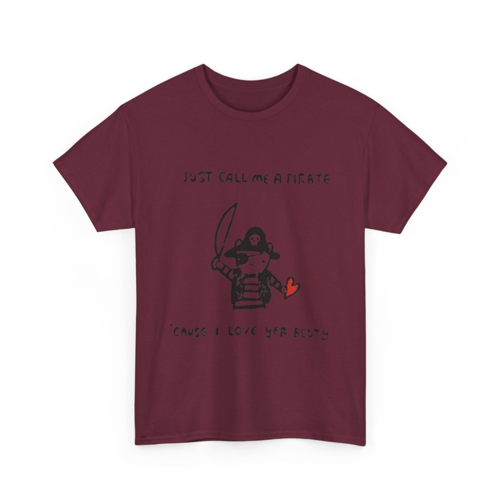 Black T-Shirt with Embroidered Red Heart