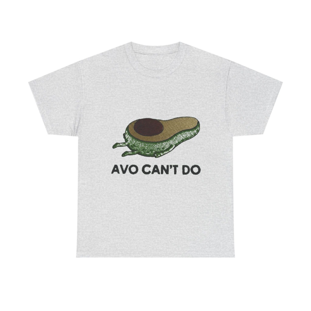 T-Shirt with Running Avocado 'Avo Can't Do' Embroidery