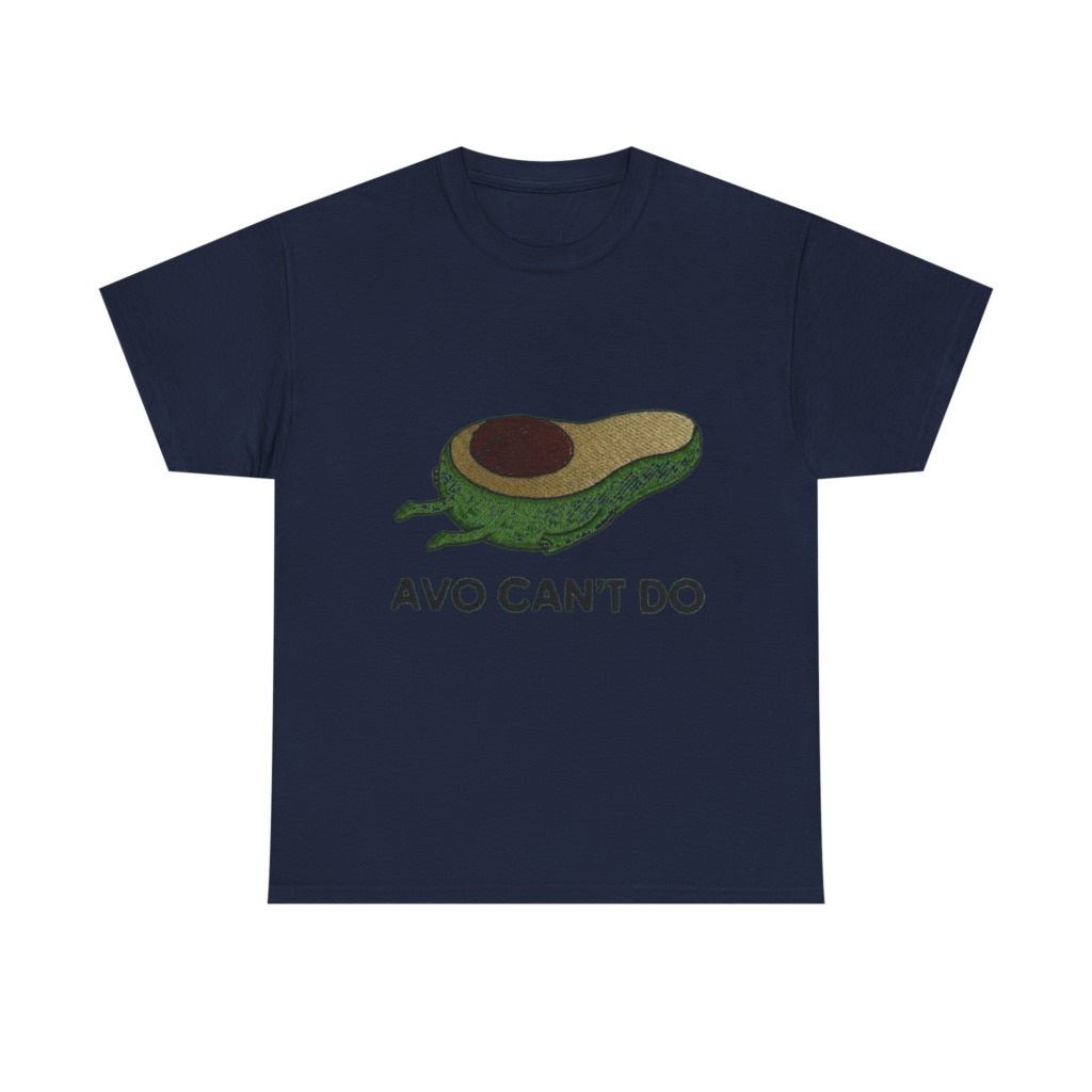 T-Shirt with Running Avocado 'Avo Can't Do' Embroidery
