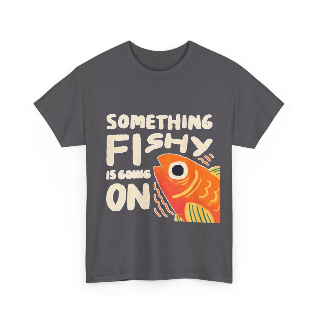White 'Something Fishy' Orange Fish Graphic T-Shirt