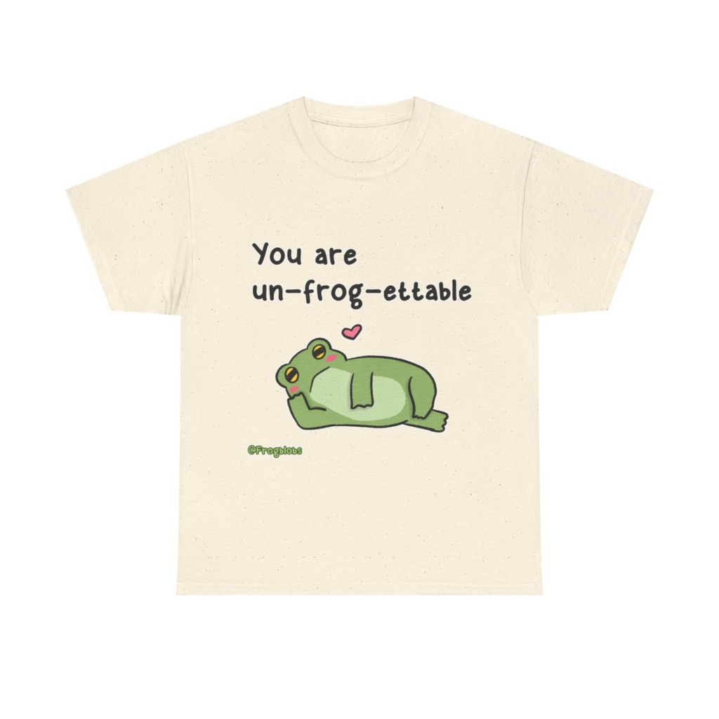 T-Shirt with 'Un-frog-ettable' Pun Frog Graphic