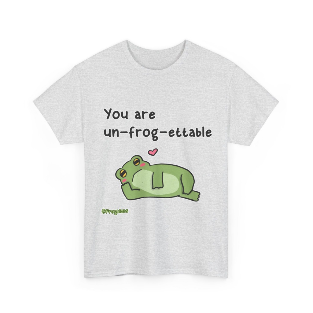 T-Shirt with 'Un-frog-ettable' Pun Frog Graphic