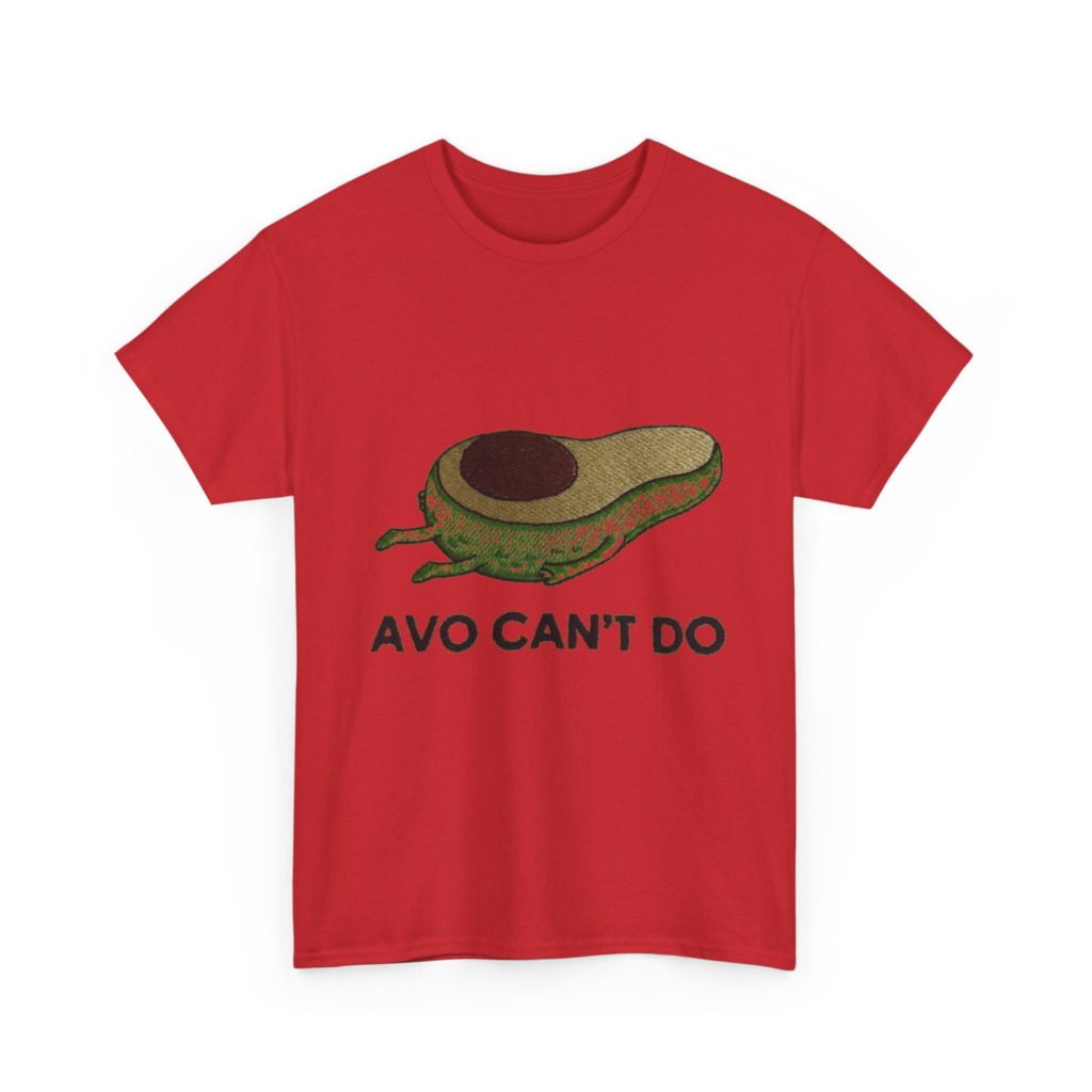 T-Shirt with Running Avocado 'Avo Can't Do' Embroidery