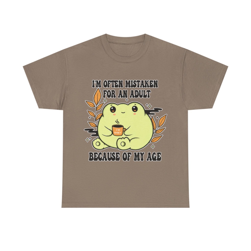 Graphic Tee: 'Mistaken for Adult, I'm Baby' Frog Design