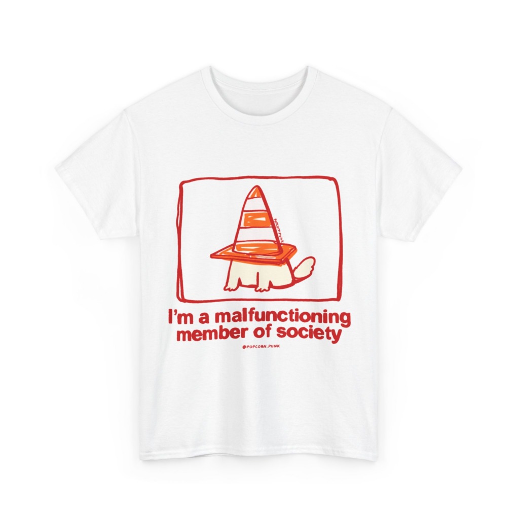 White 'Malfunctioning Member' Dog Graphic T-Shirt