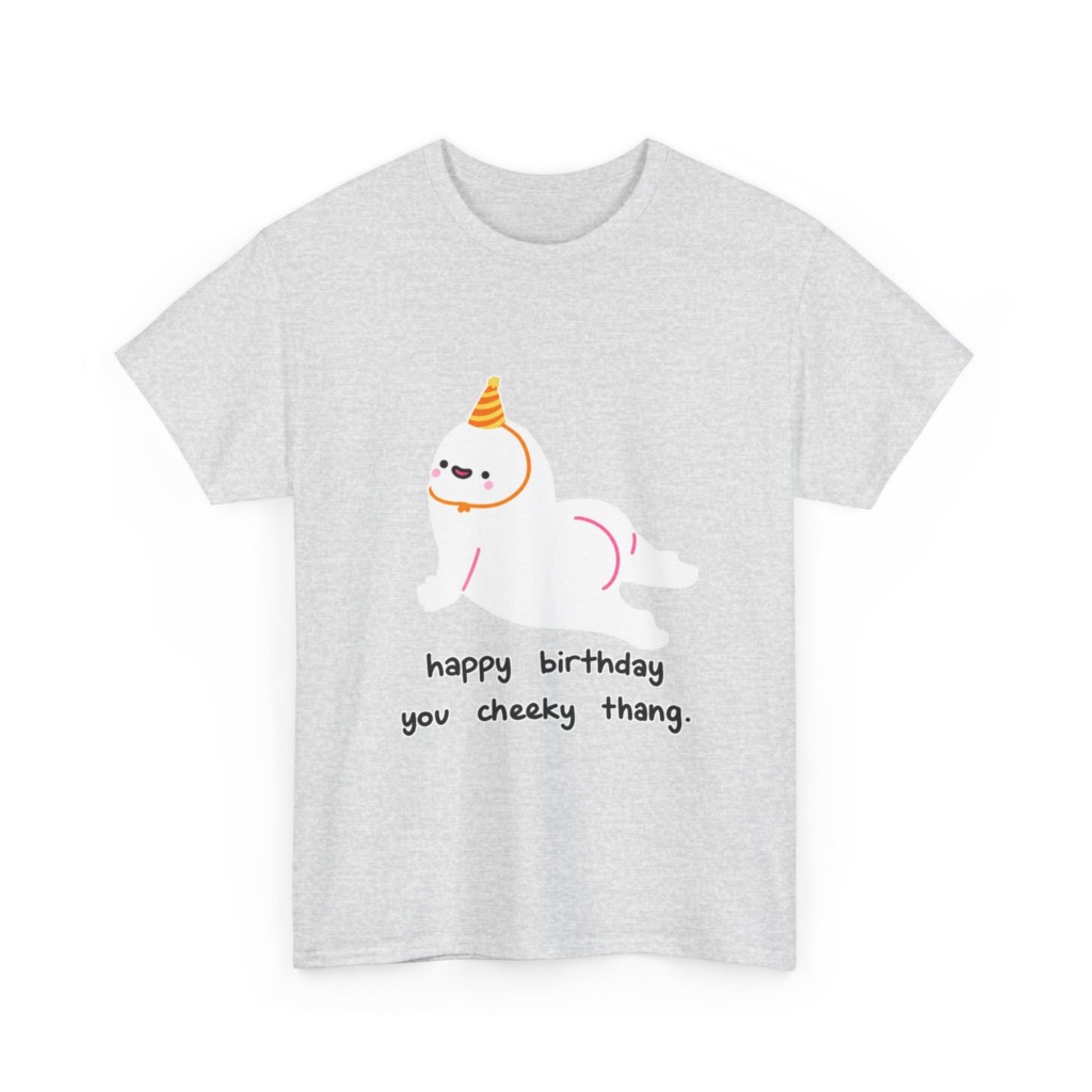 T-Shirt with Cheeky Birthday Seal Graphic Print