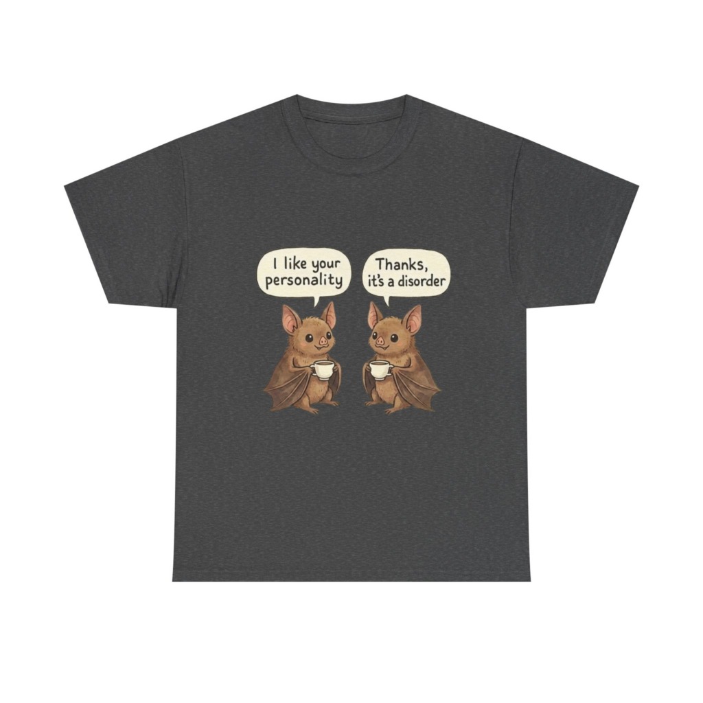 T-Shirt: Witty Bats with Coffee 'Personality Disorder'