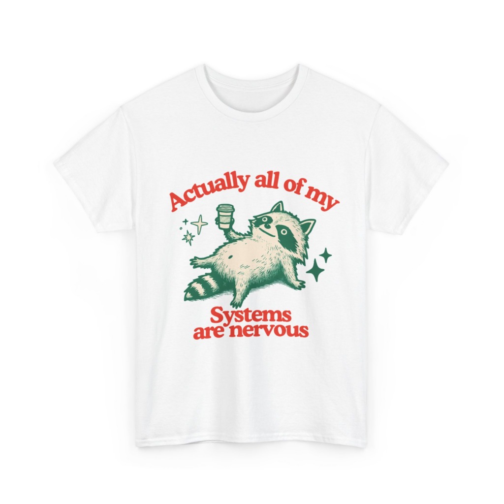 Raccoon Coffee Nervous Systems Graphic T-Shirt