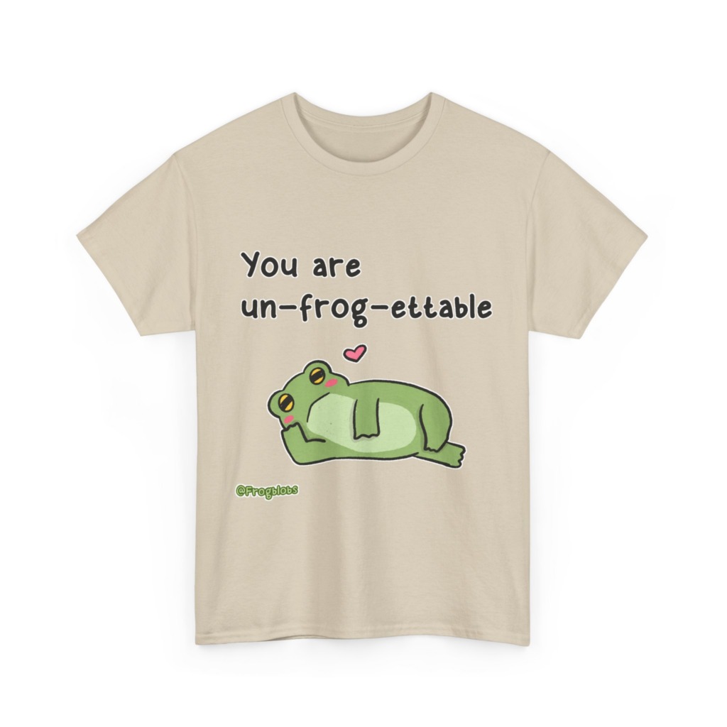 T-Shirt with 'Un-frog-ettable' Pun Frog Graphic